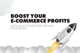 Banner showing multi-platform selling strategies for boosting e-commerce profits across Amazon, eBay, Flipkart, and quick-commerce platforms