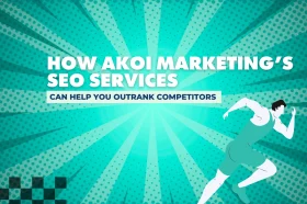 SEO strategy concept with charts, keywords, and competitor rankings on a digital screen