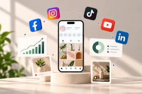 Social media management services for content planning, publishing and performance tracking